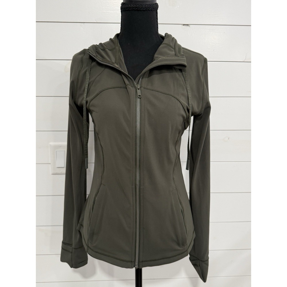 Lululemon Women's Align Full Zip Jacket Dark Olive Green Size 8 EUC